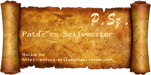 Patócs Szilveszter névjegykártya